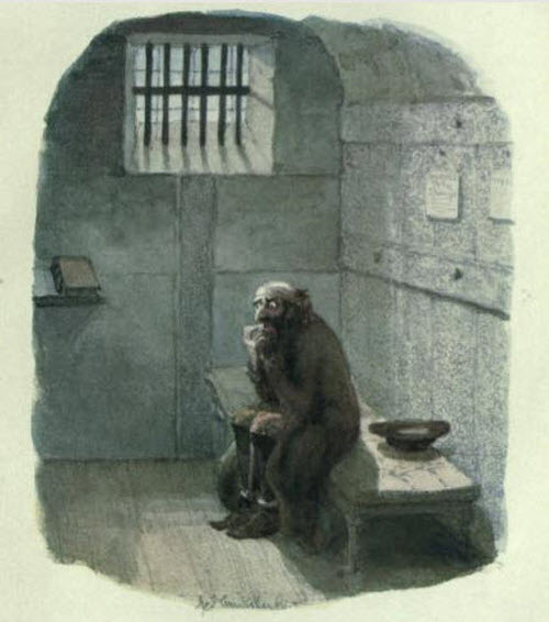 Olver Twist - Fagin in his jail cell.